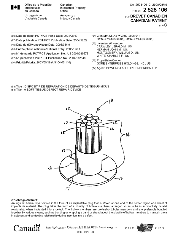 Canadian Patent Document 2528106. Cover Page 20071206. Image 1 of 1