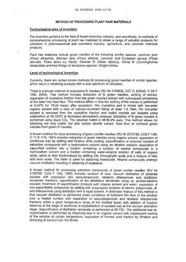 Canadian Patent Document 2528242. Description 20051205. Image 1 of 11