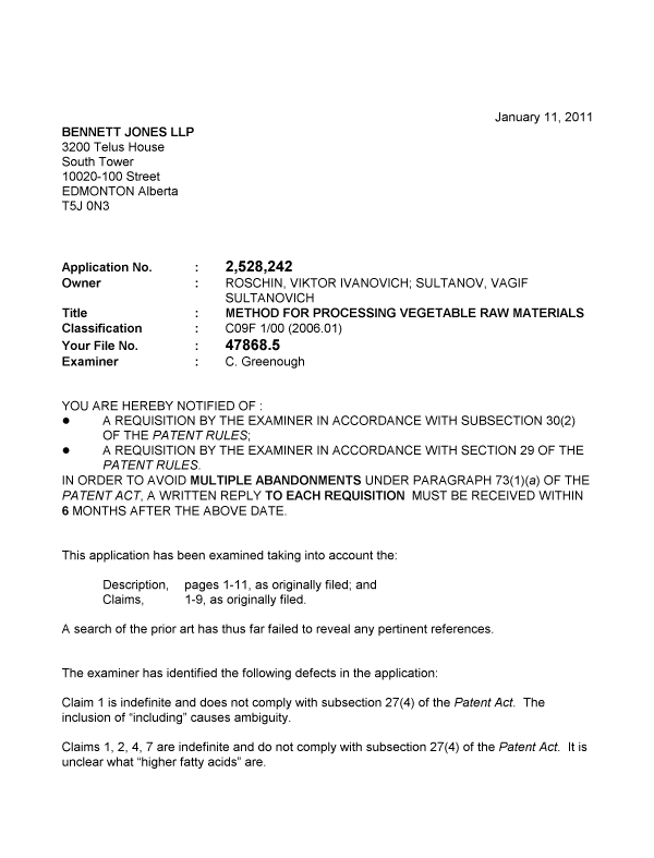 Canadian Patent Document 2528242. Prosecution-Amendment 20110111. Image 1 of 2