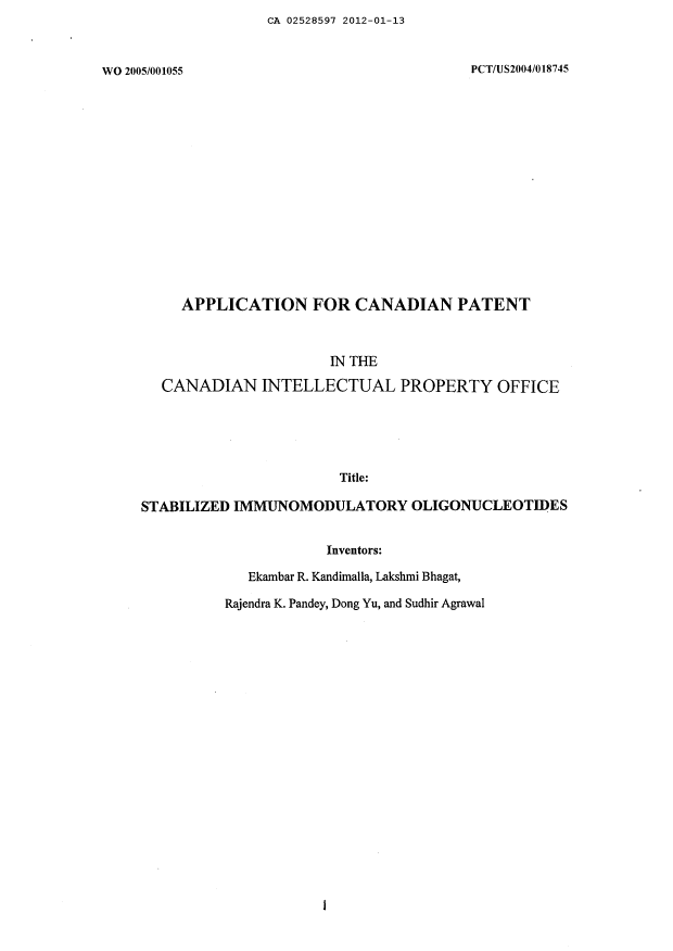 Canadian Patent Document 2528597. Description 20121208. Image 1 of 66