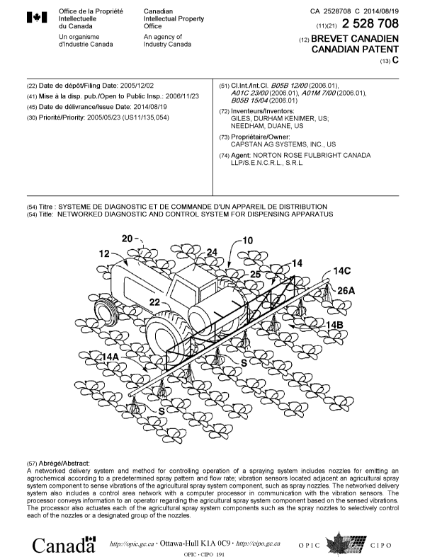 Document de brevet canadien 2528708. Page couverture 20140724. Image 1 de 1