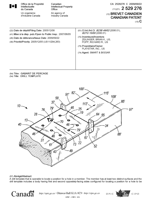 Canadian Patent Document 2529276. Cover Page 20090829. Image 1 of 2