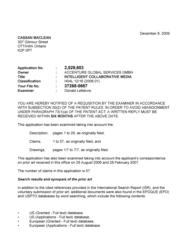 Canadian Patent Document 2529603. Prosecution-Amendment 20081208. Image 1 of 5