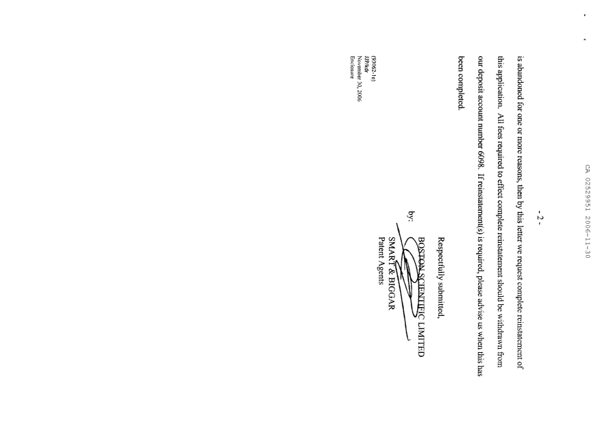 Canadian Patent Document 2529951. Prosecution-Amendment 20061130. Image 2 of 3