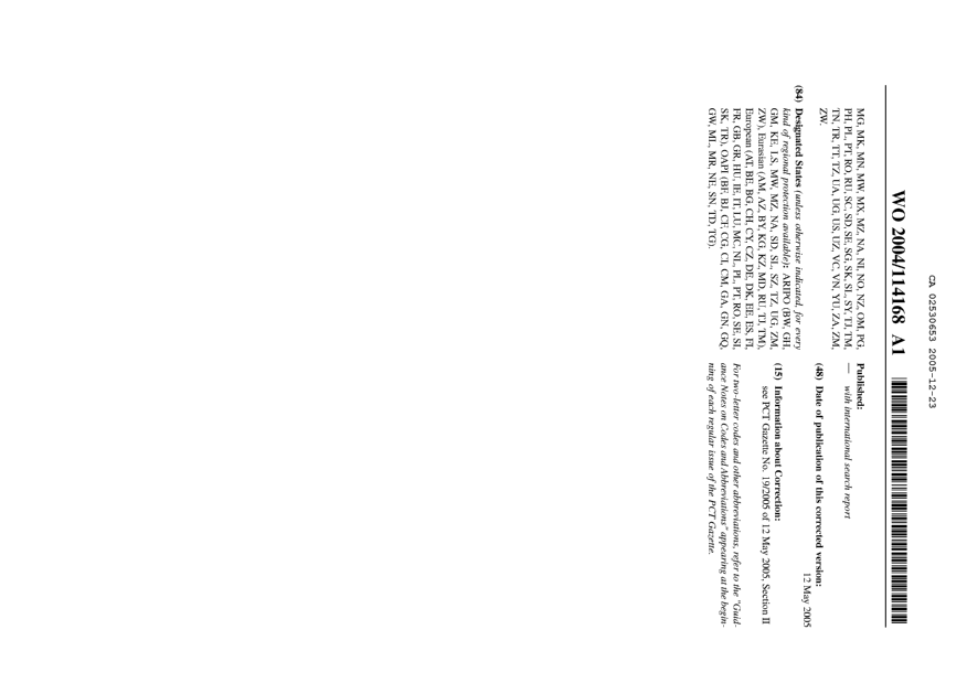 Document de brevet canadien 2530653. Abrégé 20041223. Image 2 de 2