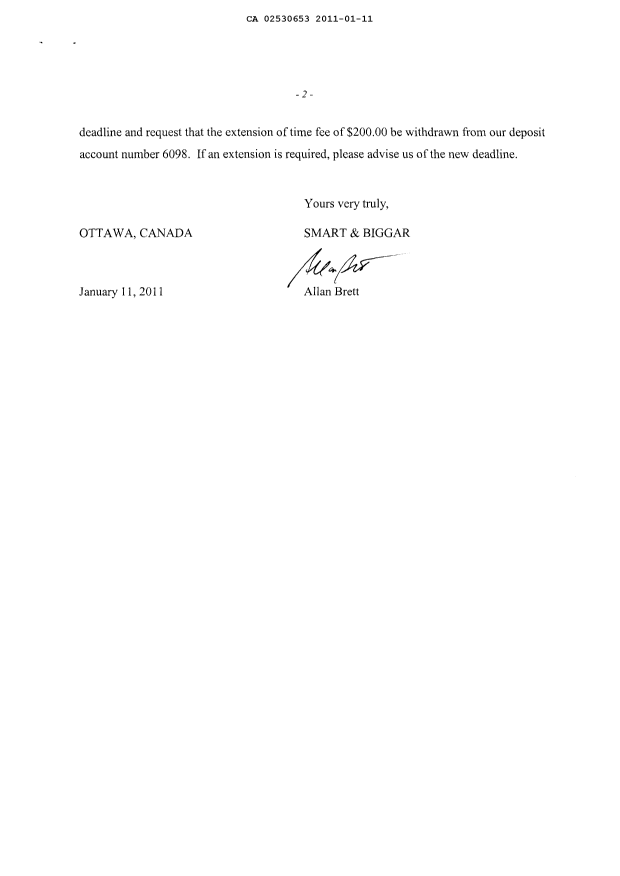 Document de brevet canadien 2530653. Poursuite-Amendment 20101211. Image 2 de 2