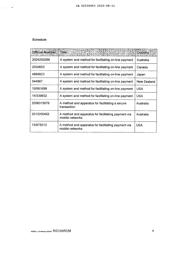 Document de brevet canadien 2530653. Cession 20141211. Image 8 de 8