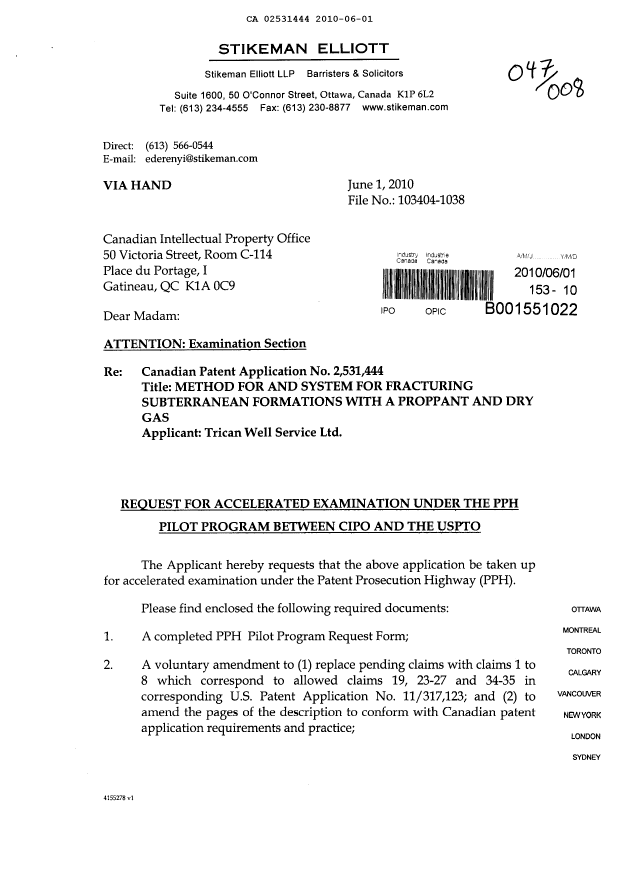 Canadian Patent Document 2531444. Prosecution-Amendment 20100601. Image 1 of 25