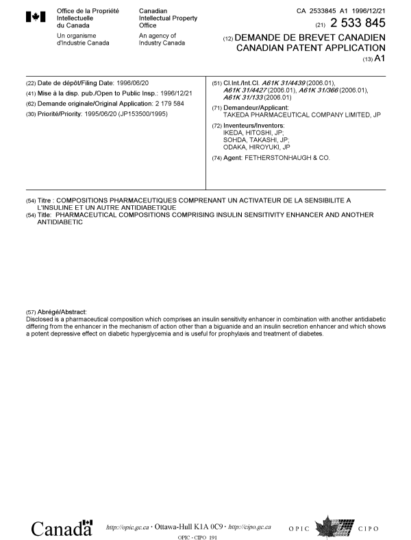 Document de brevet canadien 2533845. Page couverture 20060413. Image 1 de 1