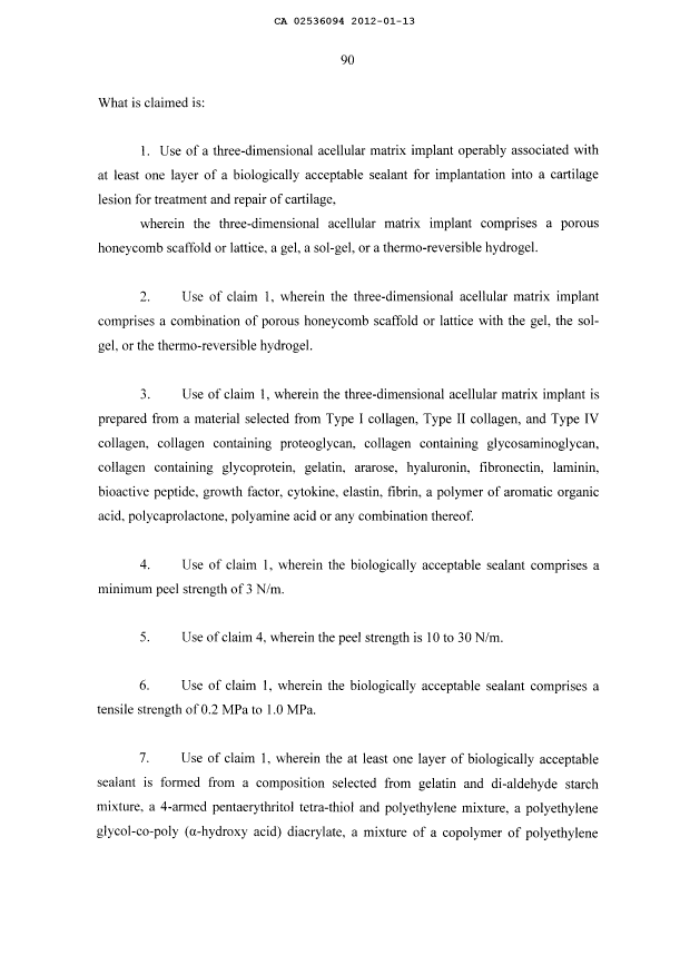 Document de brevet canadien 2536094. Revendications 20120113. Image 1 de 3