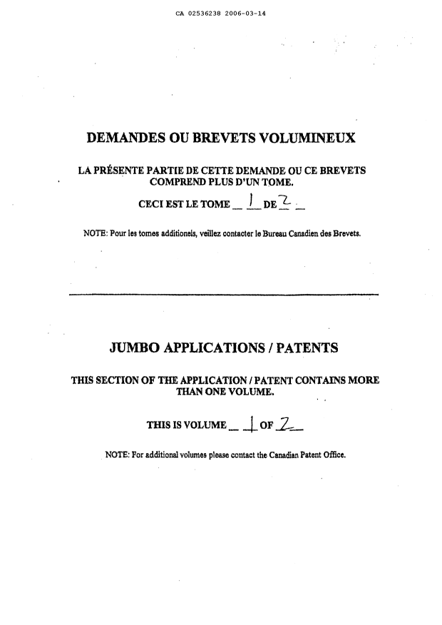 Canadian Patent Document 2536238. Prosecution-Amendment 20060314. Image 250 of 250