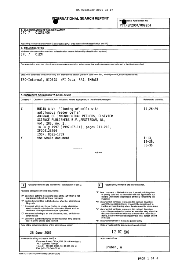 Document de brevet canadien 2536239. PCT 20060217. Image 1 de 7