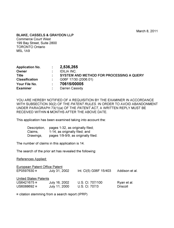 Canadian Patent Document 2536265. Prosecution-Amendment 20101208. Image 1 of 3