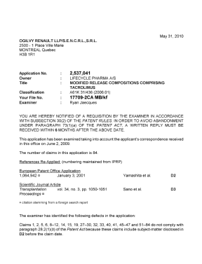 Canadian Patent Document 2537041. Prosecution-Amendment 20100531. Image 1 of 3