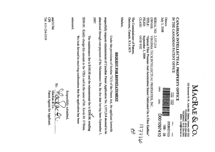 Document de brevet canadien 2537214. Taxes 20071203. Image 1 de 1