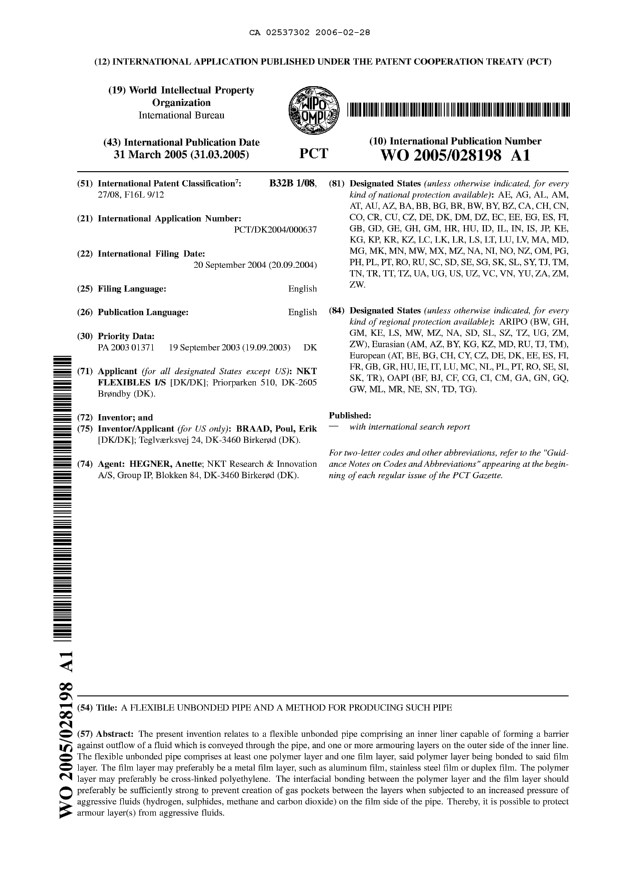 Document de brevet canadien 2537302. Abrégé 20060228. Image 1 de 1