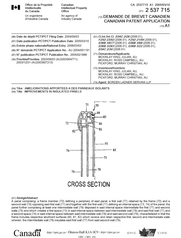 Canadian Patent Document 2537715. Cover Page 20060511. Image 1 of 1