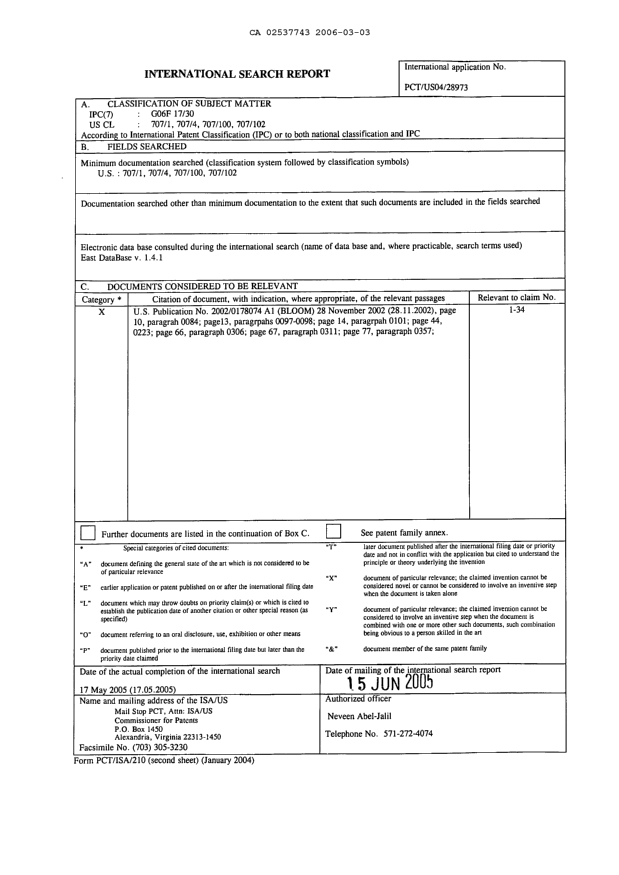 Document de brevet canadien 2537743. PCT 20060303. Image 1 de 1