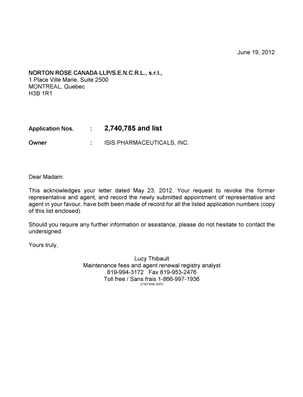 Canadian Patent Document 2538252. Correspondence 20120619. Image 1 of 1
