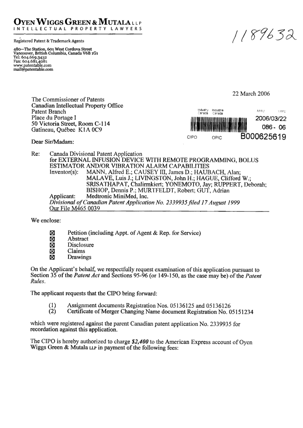 Document de brevet canadien 2538996. Cession 19990817. Image 1 de 4