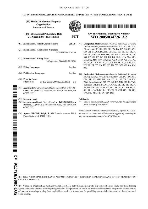 Document de brevet canadien 2539568. Abrégé 20060320. Image 1 de 1
