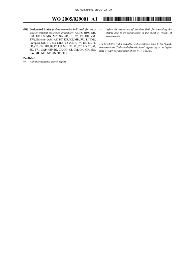 Document de brevet canadien 2539591. Abrégé 20051220. Image 2 de 2