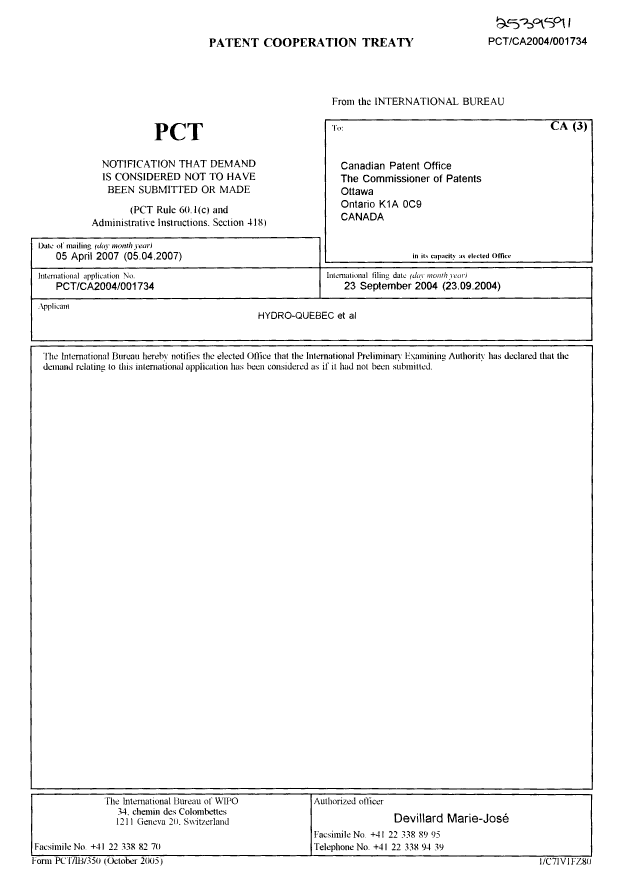 Document de brevet canadien 2539591. PCT 20061219. Image 1 de 1