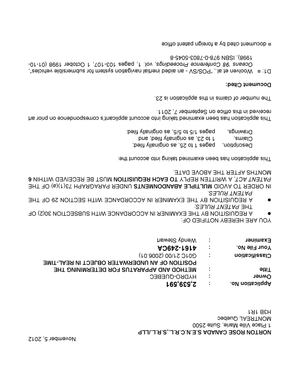 Canadian Patent Document 2539591. Prosecution-Amendment 20111205. Image 1 of 3