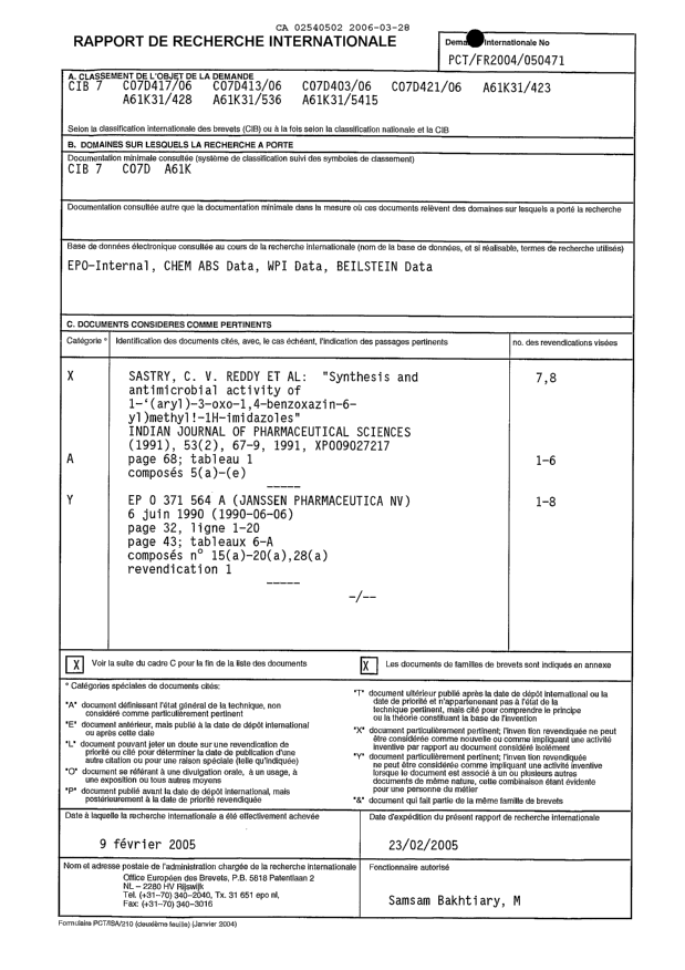 Document de brevet canadien 2540502. PCT 20060328. Image 1 de 4