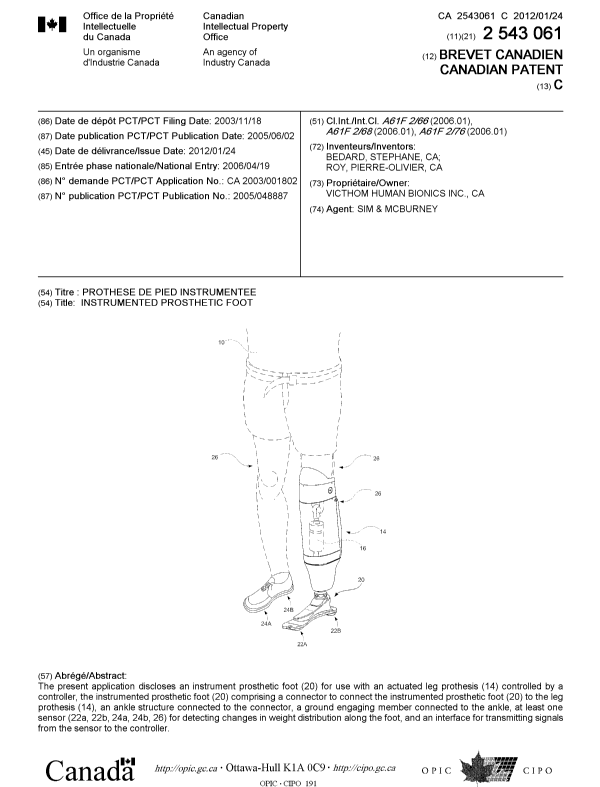 Canadian Patent Document 2543061. Cover Page 20111203. Image 1 of 1