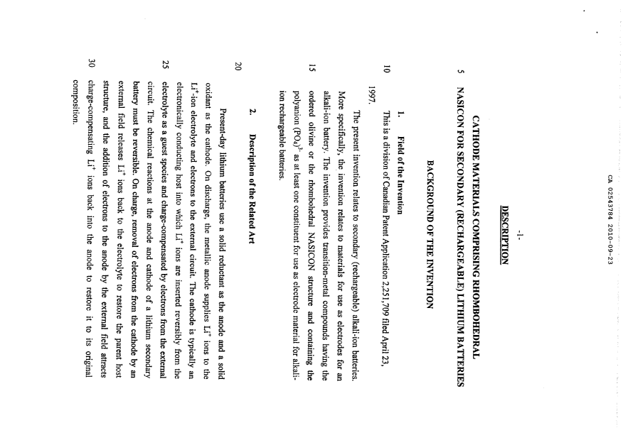 Canadian Patent Document 2543784. Description 20100923. Image 1 of 23