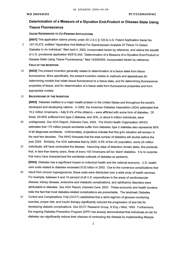 Canadian Patent Document 2544204. Description 20060428. Image 1 of 22