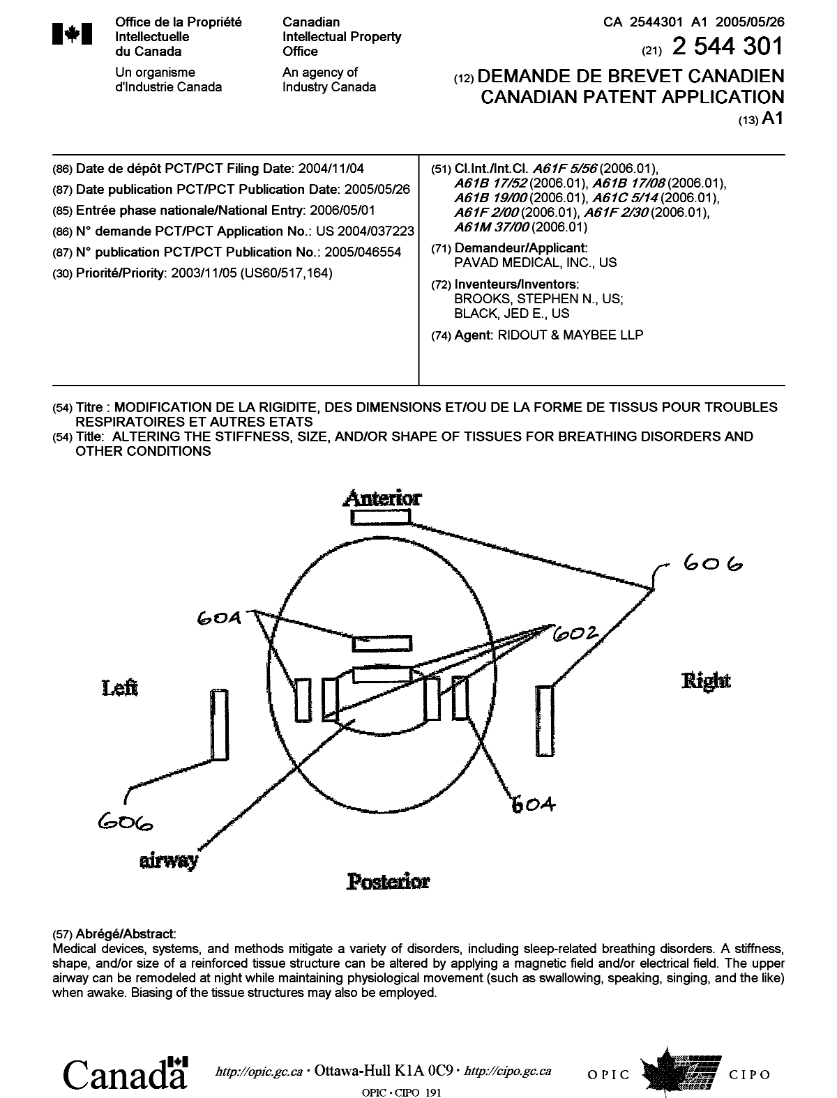 Canadian Patent Document 2544301. Cover Page 20051218. Image 1 of 1