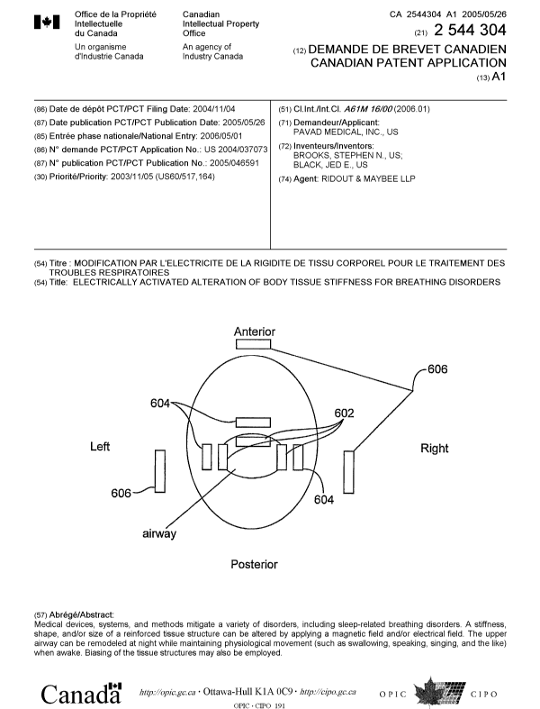 Document de brevet canadien 2544304. Page couverture 20060711. Image 1 de 1