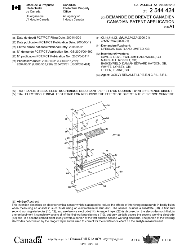 Document de brevet canadien 2544424. Page couverture 20051218. Image 1 de 1