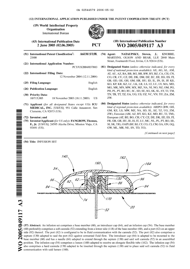 Canadian Patent Document 2544579. Abstract 20051202. Image 1 of 2