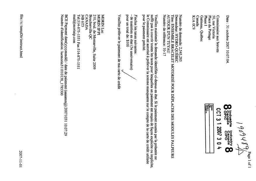 Document de brevet canadien 2545285. Taxes 20071031. Image 1 de 1