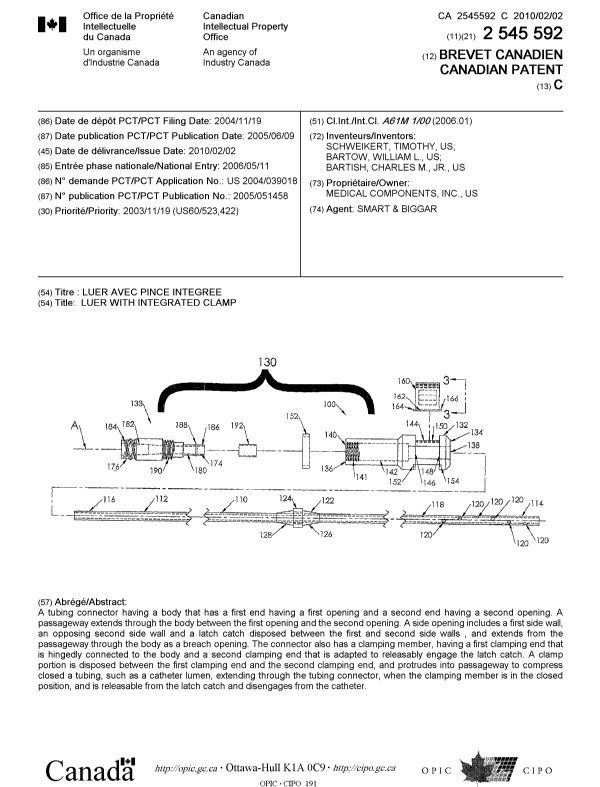 Document de brevet canadien 2545592. Page couverture 20100113. Image 1 de 1
