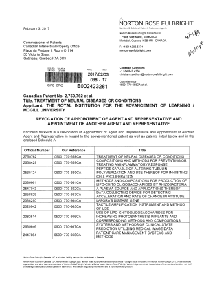 Document de brevet canadien 2547043. Correspondance 20161203. Image 1 de 4