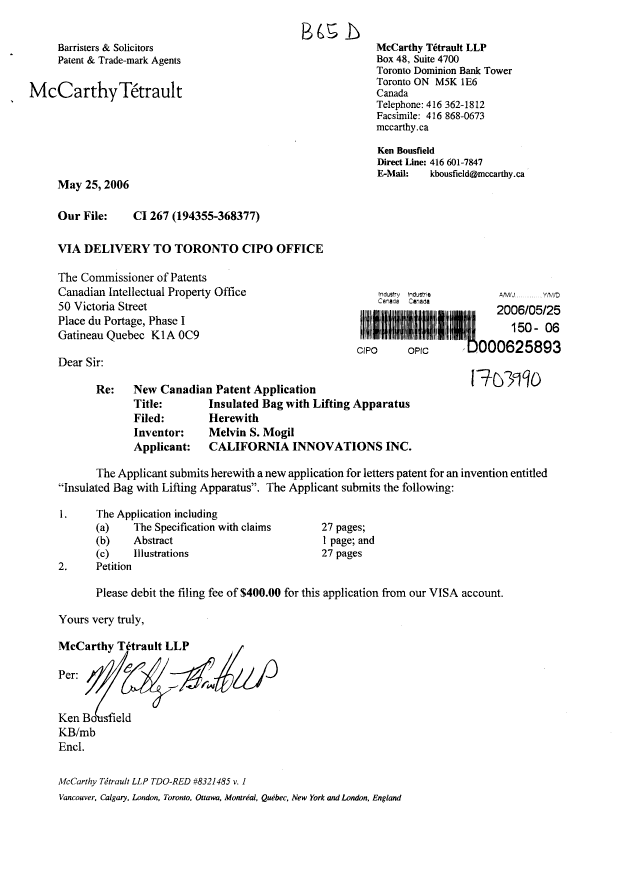 Document de brevet canadien 2548064. Cession 20060525. Image 1 de 2