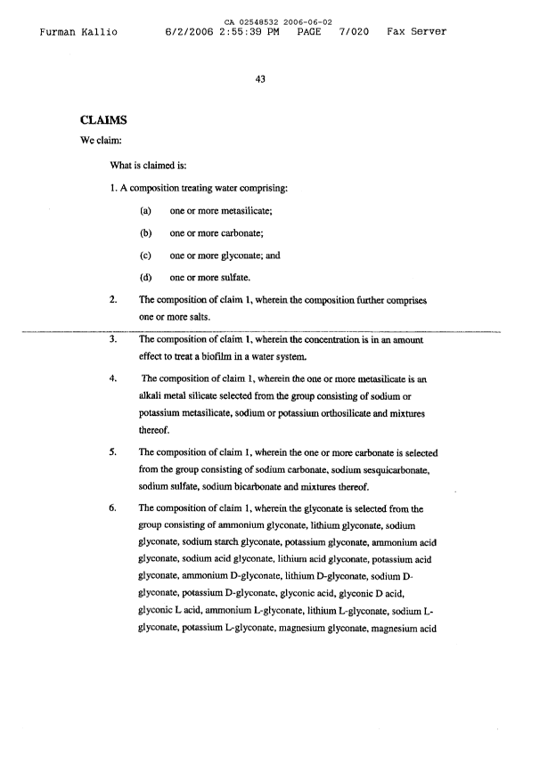 Document de brevet canadien 2548532. Revendications 20060603. Image 1 de 14