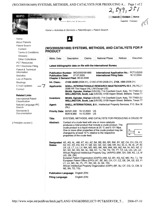 Document de brevet canadien 2549251. PCT 20060731. Image 1 de 1