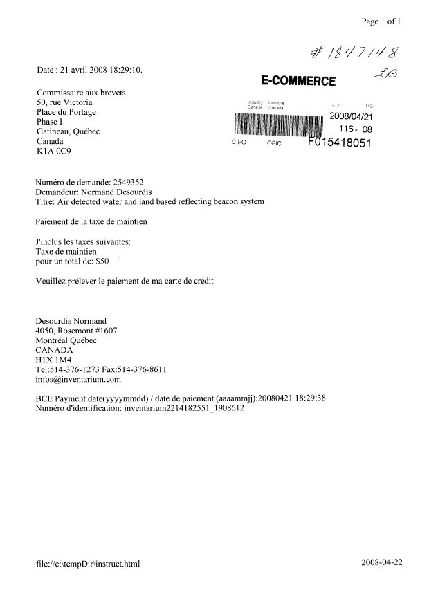Document de brevet canadien 2549352. Taxes 20071221. Image 1 de 1