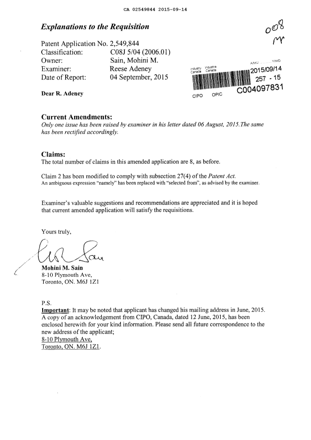 Canadian Patent Document 2549844. Prosecution-Amendment 20141214. Image 1 of 9