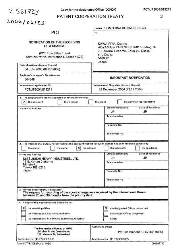 Document de brevet canadien 2551723. PCT 20060623. Image 1 de 1