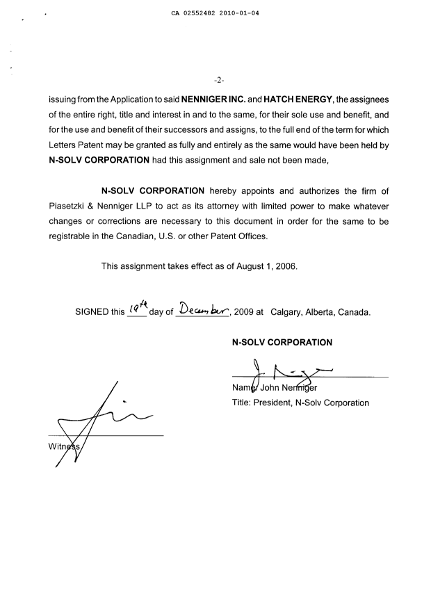 Document de brevet canadien 2552482. Correspondance 20091204. Image 9 de 9