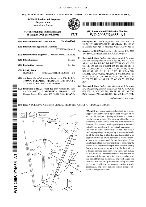 Document de brevet canadien 2553960. Abrégé 20060725. Image 1 de 2