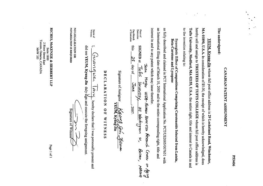 Document de brevet canadien 2556223. Cession 20061231. Image 2 de 2
