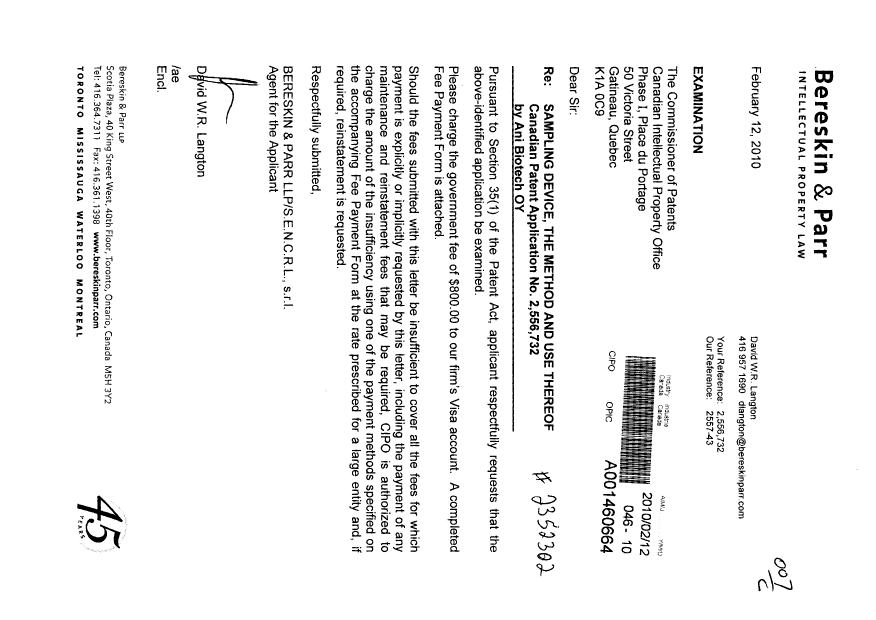 Canadian Patent Document 2556732. Prosecution-Amendment 20100212. Image 1 of 1