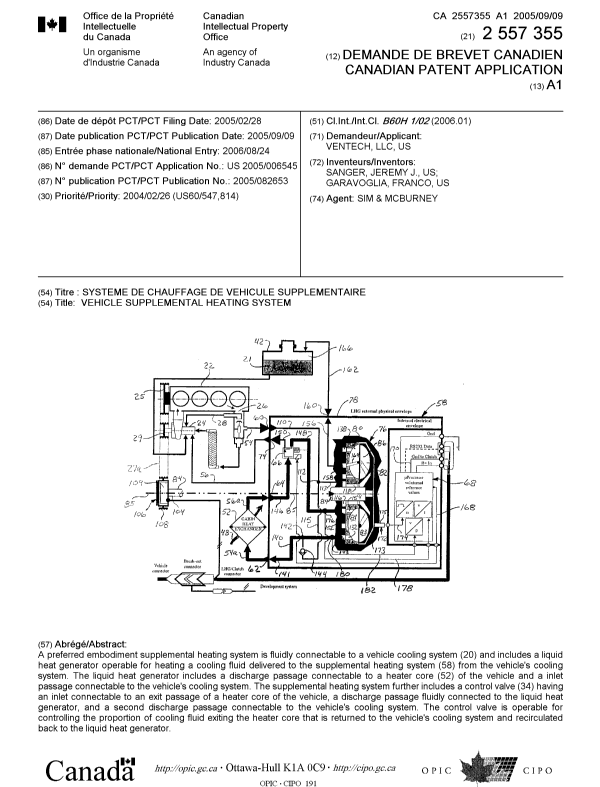 Document de brevet canadien 2557355. Page couverture 20061023. Image 1 de 1